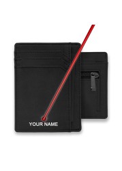 RFID Blocking Credit Card Holder Zip Coin Pocket Slim Wallets For Men Minimalist Crazy Horse Skin Card Wallet