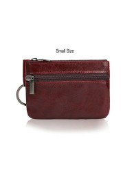 GENODERN Vintage Crazy Horse Leather Men Coin Purse Genuine Leather Zipper Coin Wallet Retro Key Holder Clutch Money Bag