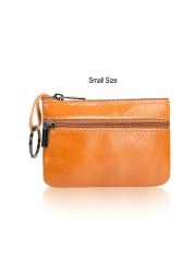 GENODERN Vintage Crazy Horse Leather Men Coin Purse Genuine Leather Zipper Coin Wallet Retro Key Holder Clutch Money Bag