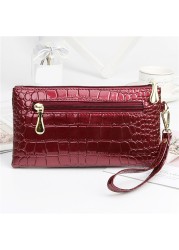 Patent Leather Women Wallets Flo Long Ladies Double Zipper Wallet Clutch Bag Design Red Purse Crocodile Wallet