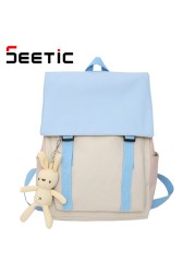 SEETIC New Kawaii Women Backpack Fashion Waterproof Students Backpack High Quality School Bag Anti-theft Nylon Backpack Female