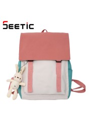 SEETIC New Kawaii Women Backpack Fashion Waterproof Students Backpack High Quality School Bag Anti-theft Nylon Backpack Female