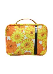 Portable Canvas Bible Cover Floral Pattern Handbag with Handle & Zippered Pocket Tote Book Holder Waterproof Cover