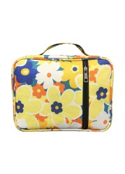 Portable Canvas Bible Cover Floral Pattern Handbag with Handle & Zippered Pocket Tote Book Holder Waterproof Cover