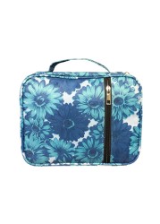 Portable Canvas Bible Cover Floral Pattern Handbag with Handle & Zippered Pocket Tote Book Holder Waterproof Cover