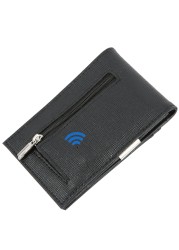 Smart Bluetooth Wallet Money Clip RFID Blocking Genuine Leather Women and Men Wallet Card Holder Small Thin Wallet