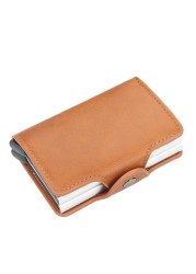 Men Wallet With Buckle Double Layer Aluminum Alloy Fashion Card Holder Casual Credit Card Holder Slim Small Wallet For Men