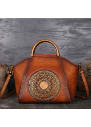 luxury women bag chinese style genuine leather handbags female shoulder messenger bag cowhide handmade ladies handbag