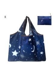 Environmental Shopping Bag Women Foldable Casual Handbag Floral Multifunctional Convenient Shopping Pouch Large Capacity Bag