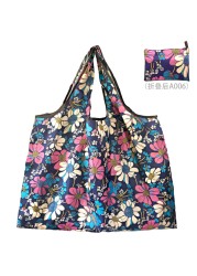 Reusable grocery bag shopping handbag animal flower beach cute gift bag vegetable fruit washable lightweight sturdy nylon hand