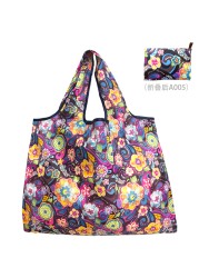 Reusable grocery bag shopping handbag animal flower beach cute gift bag vegetable fruit washable lightweight sturdy nylon hand