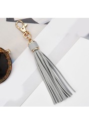 Fringe PU Leather Tassel Keychains Rhodium Key Holder Metal Key Charm Key Ring Bag Auto Car Pendant Hot Sale Jewelry