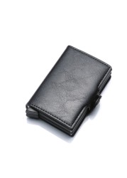 2022 Carbon Fiber Card Holder Double Man Anti-RFID Credit Card Case Metal Wallet Business Bank Small Size Wallet