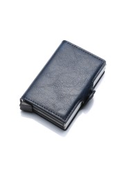 2022 Carbon Fiber Card Holder Double Man Anti-RFID Credit Card Case Metal Wallet Business Bank Small Size Wallet