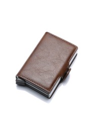 2022 Carbon Fiber Card Holder Double Man Anti-RFID Credit Card Case Metal Wallet Business Bank Small Size Wallet