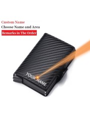 2022 Carbon Fiber Card Holder Double Man Anti-RFID Credit Card Case Metal Wallet Business Bank Small Size Wallet