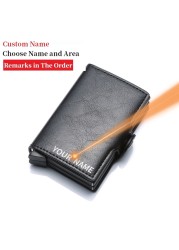 2022 Carbon Fiber Card Holder Double Man Anti-RFID Credit Card Case Metal Wallet Business Bank Small Size Wallet