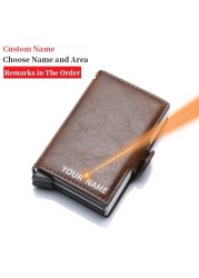 2022 Carbon Fiber Card Holder Double Man Anti-RFID Credit Card Case Metal Wallet Business Bank Small Size Wallet