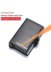 2022 Carbon Fiber Card Holder Double Man Anti-RFID Credit Card Case Metal Wallet Business Bank Small Size Wallet