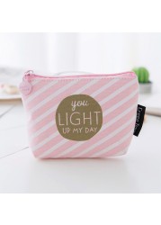 1PC Coin Purse Canvas Wallet Bag With Zipper Card Holder Mini Cute Pink Mini Wallet