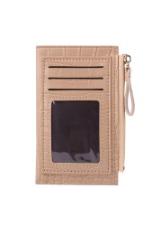 Fashion Women's PU Leather Crocodile Leather Bank Pattern Shopping ID Card Holder Casual Ladies Contrast Color Small Wallet Coin Purse