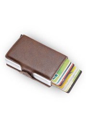 Carbon Fiber Anti Rfid Double Card Holder For Men Simple Metal Wallet