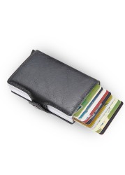 Carbon Fiber Anti Rfid Double Card Holder For Men Simple Metal Wallet