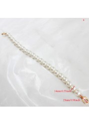 Pearl Bag Strap Handbag Accessories Purse Strap Handles Cute Bead Chain Tote Women Parts Silver/Gold/Black Clasp