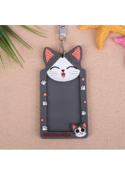 Cute Cartoon Bank Credit Card Holders Women Girl Silica Gel Neck Strap Wallet Card Bus ID ID Badge Lanyard