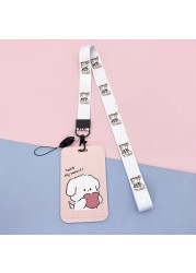 New cute cartoon student meal ID card holder campus card ID badge holder lanyard access control subway bus card protective cover