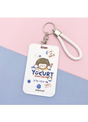 New cute cartoon student meal ID card holder campus card ID badge holder lanyard access control subway bus card protective cover