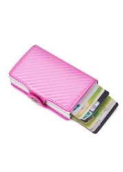 RFID Blocking Protection Men ID Credit Card Holder Wallet Leather Metal Aluminum Business Bank Card Credit Card Case