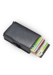 RFID Blocking Protection Men ID Credit Card Holder Wallet Leather Metal Aluminum Business Bank Card Credit Card Case