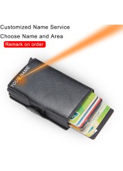 RFID Blocking Protection Men ID Credit Card Holder Wallet Leather Metal Aluminum Business Bank Card Credit Card Case