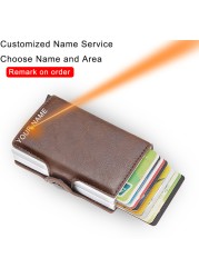 RFID Blocking Protection Men ID Credit Card Holder Wallet Leather Metal Aluminum Business Bank Card Credit Card Case