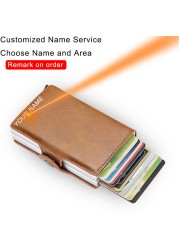 RFID Blocking Protection Men ID Credit Card Holder Wallet Leather Metal Aluminum Business Bank Card Credit Card Case