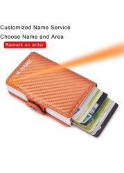 RFID Blocking Protection Men ID Credit Card Holder Wallet Leather Metal Aluminum Business Bank Card Credit Card Case