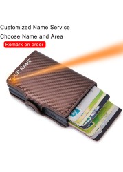 RFID Blocking Protection Men ID Credit Card Holder Wallet Leather Metal Aluminum Business Bank Card Credit Card Case