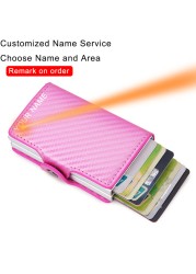 RFID Blocking Protection Men ID Credit Card Holder Wallet Leather Metal Aluminum Business Bank Card Credit Card Case