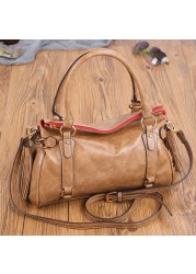 Vintage Shoulder Bag Women Retro Purses Crossbody Bowling Bag Luxury Soft Leather Elegant Leather Handbags And Purses 2021 New