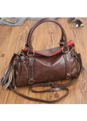 Vintage Shoulder Bag Women Retro Purses Crossbody Bowling Bag Luxury Soft Leather Elegant Leather Handbags And Purses 2021 New