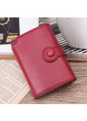 Pop Up Rfid Black Wallet ID Card Case Men Rfid Button Credit Card Holder High Quality Metal Aluminum Auto Coin Purse