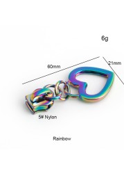 10-50-100pcs 11 types 5# iridescent rainbow metal nylon head teeth zipper puller slider for clothes purse bag accessories