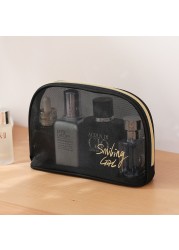 1PC Black Mesh Women Transparent Cosmetic Bag Travel Organizer Fashion Small Large Toiletry Bags Makeup Bags Fashion Comsetics