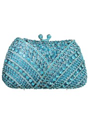 New Arrival Crystal Green Rhinestone Luxurious Evening Clutches Small Handbag For Women Prom Party Bag