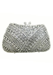 New Arrival Crystal Green Rhinestone Luxurious Evening Clutches Small Handbag For Women Prom Party Bag