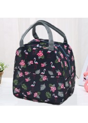Functional Style Cooler Lunch Box Portable Insulated Canvas Lunch Handbag Thermal Food Picnic Lunch Bags For Women Kids