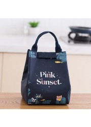 Functional Style Cooler Lunch Box Portable Insulated Canvas Lunch Handbag Thermal Food Picnic Lunch Bags For Women Kids