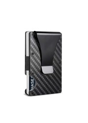 DIENQI RFID Carbon Fiber Men Wallets Famous Brand Metal Slim Thin Men's Wallet Small Small Money Bags Pilot Magic Wallet Purses