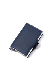 Blocking protection men's id credit card holder wallet leather metal aluminum business bank card credit card case